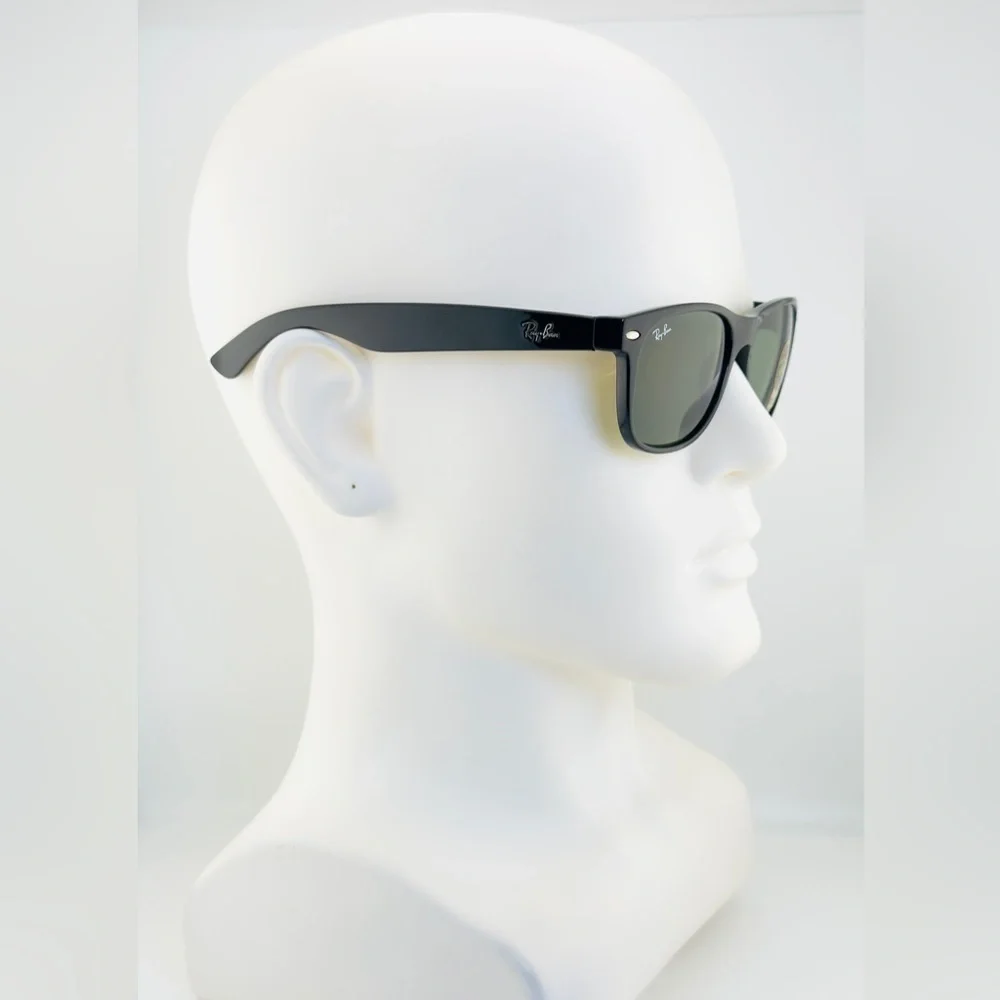 Ray-Ban Sunglasses New Wayfarer Classic RB2132 Polished black Frame Green Lenses - Picture 5 of 14